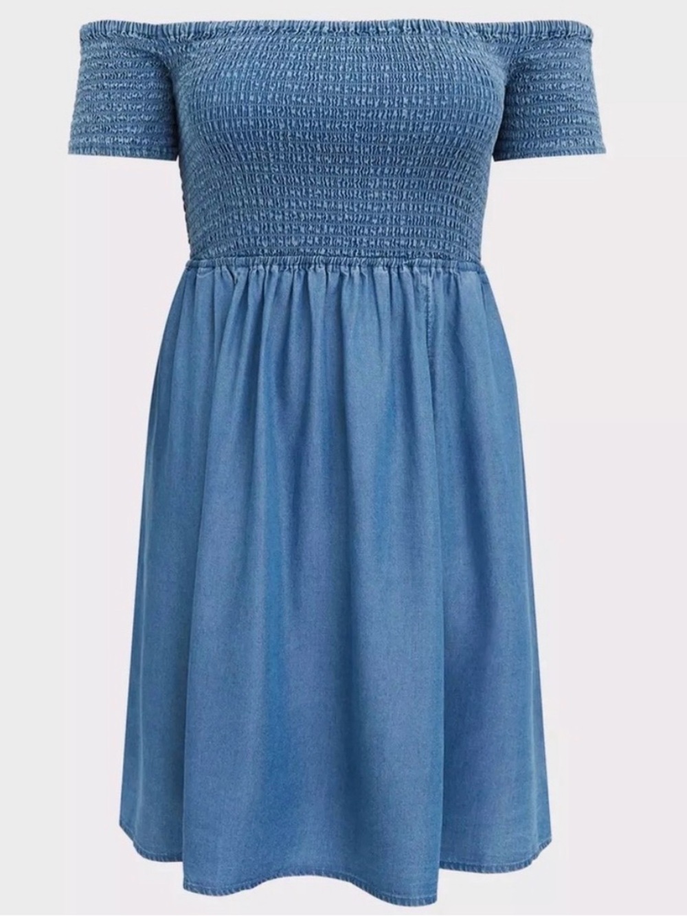 Torrid Chambray Off-The-Shoulder Smocked Dress Size 1
